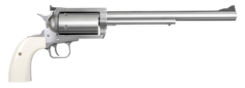 Magnum Research BFR4570B BFR Long Cylinder Extra Large Frame 45-70 Gov 5 Shot, 10" Brushed Stainless Steel Barrel, Cylinder & Frame, Bisley White Laminate Grip, Exposed Hammer