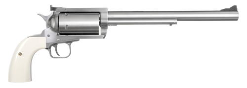 Magnum Research BFR4570B BFR Long Cylinder Extra Large Frame 45-70 Gov 5 Shot, 10" Brushed Stainless Steel Barrel, Cylinder & Frame, Bisley White Laminate Grip, Exposed Hammer