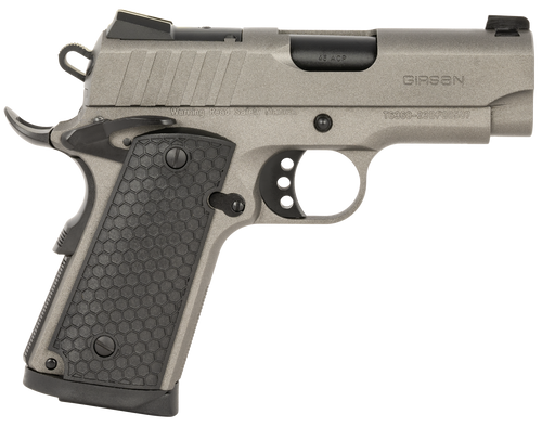 Girsan 391141 MC1911 SC Influencer Sub-Compact 45 ACP 6+1 3.40" Black Steel Barrel, Tungsten Gray Cerakote Optic Ready/Serrated Steel Slide & Frame w/Picatinny Rail & Beavertail, Gray Polymer Grip