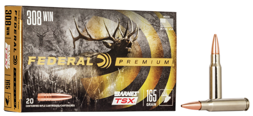 Federal P308H Premium  308Win 165gr Barnes TSX 20 Per Box/10 Case
