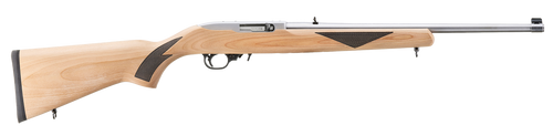Ruger 31229 10/22 Sporter 22 LR 10+1 18.50" Clear Satin Stainless Steel Barrel, Natural w/Black Checkering Wood Stock