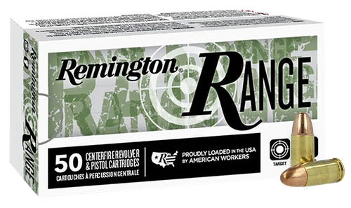 Remington Ammunition R27780 Range  9mmLuger 124gr Full Metal Jacket 50 Per Box/20 Case