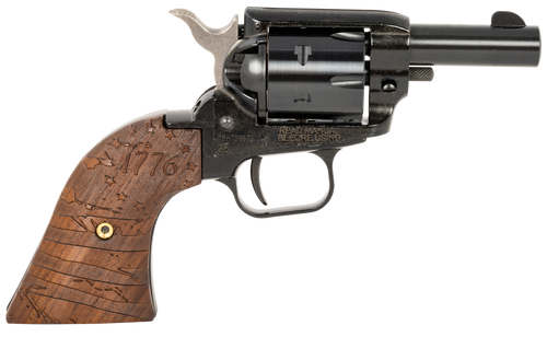 Heritage Mfg BK22B2WBRN35 Barkeep  22 LR 6 Shot, 2.68" Black Oxide Steel Barrel, Black Oxide Zinc Alloy Frame, Black Oxide Cylinder, Wood w/1776 Flag Engraved Grip, Manual Safety, Exposed Hammer