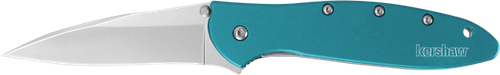 Kershaw 1660TEAL Leek  3" Folding Drop Point Plain Bead Blasted 14C28N Steel Blade Teal Anodized Aluminum Handle Includes Pocket Clip