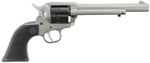 Ruger 2037 Wrangler  22 LR 6 Shot 6.50" Silver Cerakote Steel Barrel, Silver Cerakote Aluminum Frame, Black Cerakote Cylinder, Black Checkered Polymer Grip, Transfer Bar Safety, Exposed Hammer