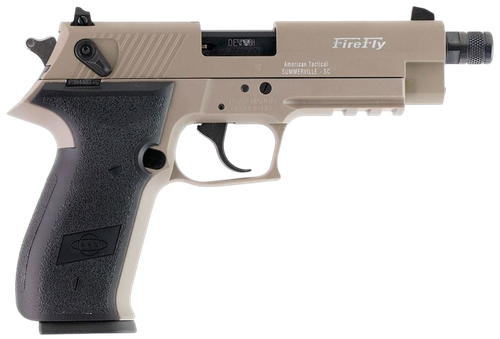 GSG GERG2213TFFTA FireFly  22 LR 13+1 4.90" Black Threaded Barrel, Tan Aluminum Serrated Slide, Tan Aluminum Frame w/Picatinny Rail, Textured Grip