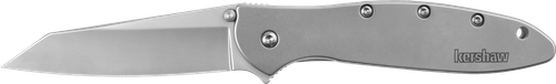 Kershaw 1660R Leek Random EDC 3" Folding Reverse Tanto Plain Bead Blasted 14C28N Steel Blade, Silver Stainless Steel Handle