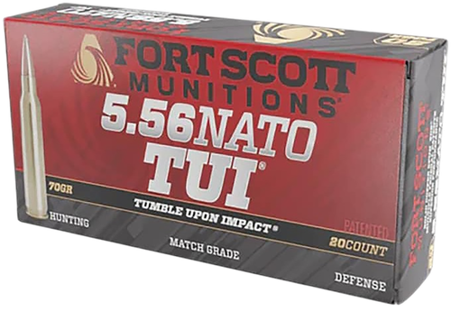 Fort Scott Munitions 556-070-SCV2 Tumble Upon Impact (TUI)  5.56mm 70gr Solid Copper Spun 20 Per Box/25 Case