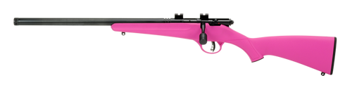 Savage Arms 13842 Rascal FLV-SR Youth 22 LR 1rd 16.12" Matte Blued Heavy Barrel, Matte Blued Carbon Steel Receiver, Pink Synthetic Stock, Left Hand