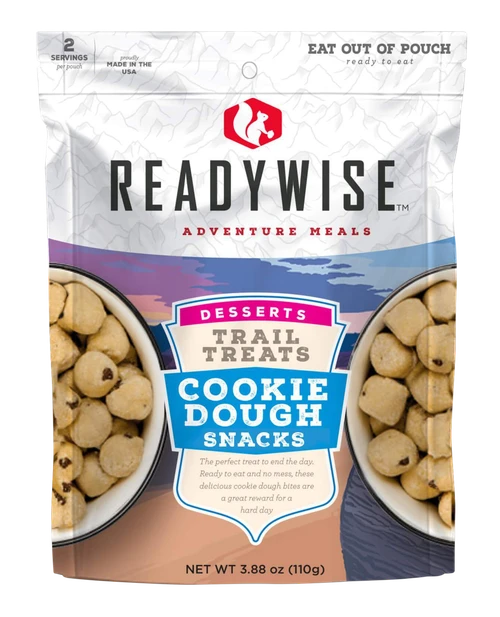 ReadyWise RW05013 Outdoor Food Kit Trail Treats Cookie Dough Snacks 2 Servings In A Resealable Pouch, 6 Per Case