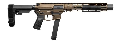 CMMG 99A6832-MB Zeroed Banshee MkGs 9mm Luger 33+1 6.50" Black Nitride Threaded Barrel, Midnight Bronze Cerakote Aluminum Receiver w/Picatinny Rail, M-LOK Handguard, Black Polymer CMMG RipBrace, CMMG