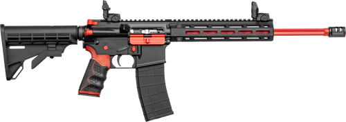 Tippmann Arms A101111 M4 Redline MSR 22 LR 25+1 16" Red Parkerized Fluted Threaded Barrel, Matte Black/Red Aluminum Receiver w/Picatinny Rail, M-LOK Handguard, Black Adj CAR15 Polymer Stock, Red/Black