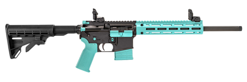 Tippmann Arms A101203 M4-22 LTE 22 LR 25+1 16" Black Parkerized Threaded Barrel, Matte Black Aluminum Receiver w/Picatinny Rail, Robin Egg Blue M-LOK Handguard, Composite Forend, Black Polymer Stock,