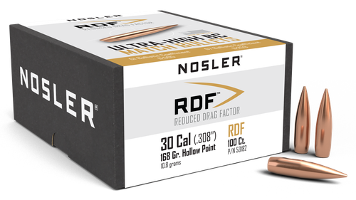 Nosler 53182 RDF Match 30Cal 168gr Hollow Point Boat Tail 100/Box