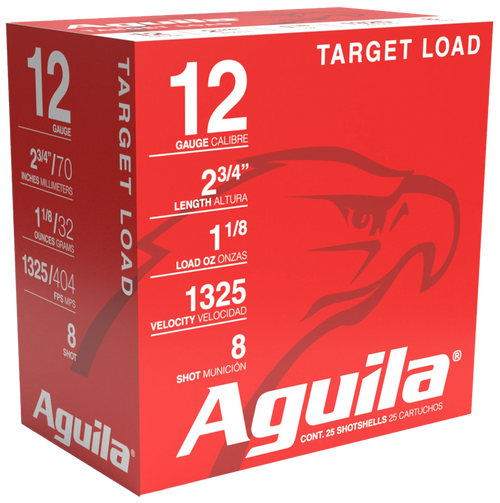 Aguila 1CHB1248 Sporting Clays  12Gauge 2.75" 1 1/8oz 8Shot 25 Per Box/10 Case