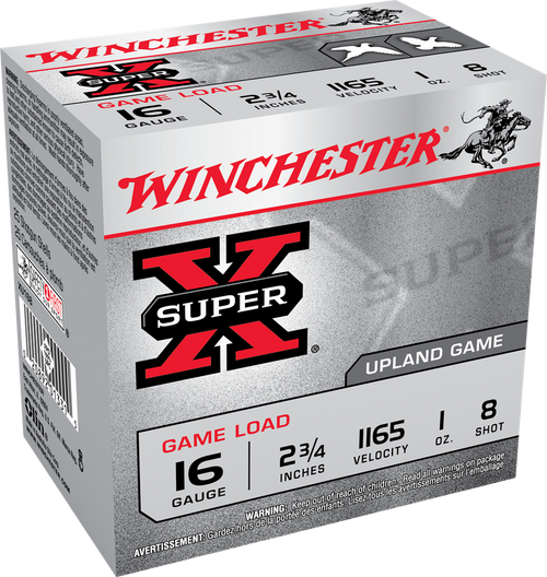 Winchester Ammo XU168 Super X Game Load 16Gauge 2.75" 1oz 8Shot 25 Per Box/10 Case