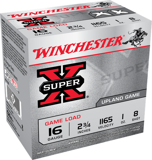 Winchester Ammo XU168 Super X Game Load 16Gauge 2.75" 1oz 8Shot 25 Per Box/10 Case