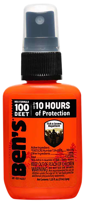 Ben's 00067070 100  Odorless Scent 1.25oz Spray Repels Ticks & Biting Insects Effective Up to 10 hrs