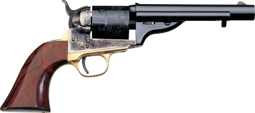 Taylors & Company 550721 1851 Open-Top 45 Colt (LC) Caliber with 5.50" Blued Finish Barrel, 6rd Capacity Blued Finish Cylinder, Color Case Hardened Finish Steel Frame & Walnut Navy Size Grip