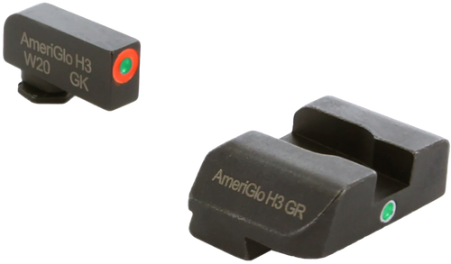 AmeriGlo GL203 i-Dot Sight  Set for Glock  Green Tritium Orange Outline Front Sight-Green Tritium Rear Sight