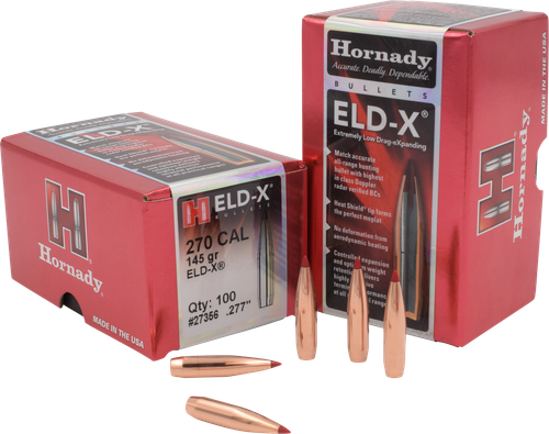Hornady 27356 ELD-X  270 Cal .277 145 gr Extremely Low Drag eXpanding 100 Per Box/ 15 Case