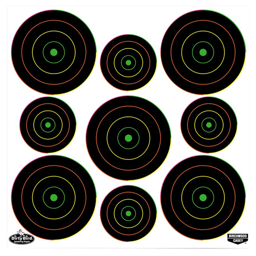 Birchwood Casey 35828 Dirty Bird  Bullseye Tagboard Hanging Pistol/Rifle Black/Green 20 Per Pkg