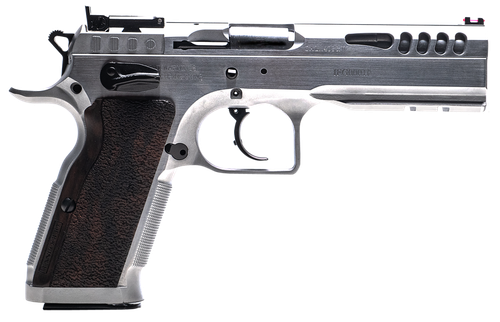 Tanfoglio IFG TFSTOCKM9 Defiant Stock Master 9mm Luger 17+1 4.75" Hard Chrome Steel/ Wood Grip