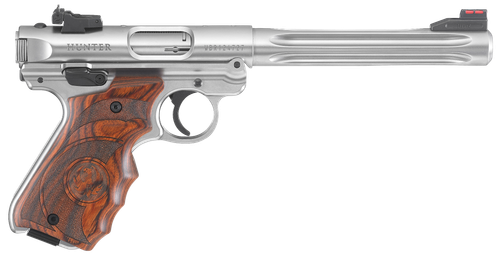Ruger 40160 Mark IV Hunter 22 LR 10+1 6.88" Satin Stainless Fluted Bull Barrel, Satin Stainless Steel Frame, Drilled & Tapped Receiver, Target Laminate w/Finger Groove Grip, Right Hand