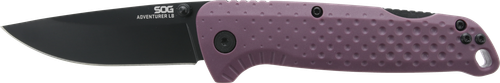 S.O.G SOG13110443 Adventure LB 3.50" Folding Drop Point Plain Black TiNi 5Cr15MoV Blade, Dark Purple Textured GRN Handle