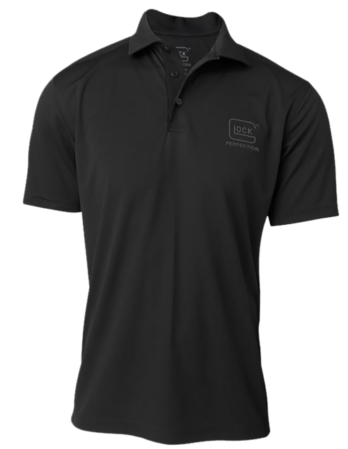 Glock AP96215 Glock Perfection Polo  Black Polyester Mesh Short Sleeve 2XL