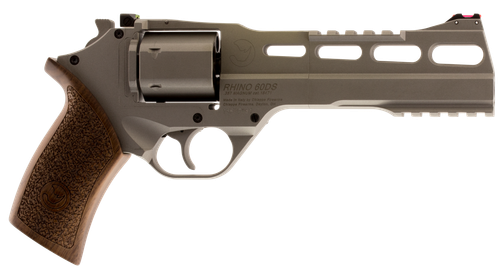 Chiappa Firearms CF340249 Rhino 60SAR *CA Compliant 357 Mag 6 Shot 6" Nickel-Plated Steel Barrel & Cylinder, Nickel-Plated Aluminum Frame & Barrel Shroud, Picatinny Rails, Walnut Grip
