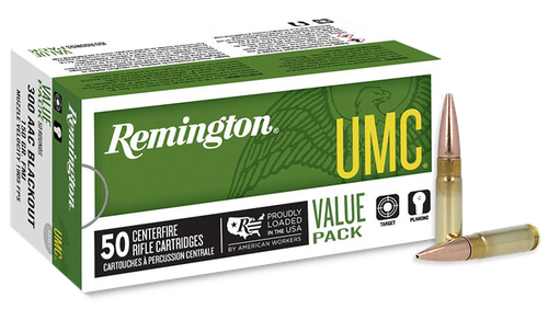 Remington Ammunition 26855 UMC  300Blackout 150gr Full Metal Jacket 50 Per Box/8 Case