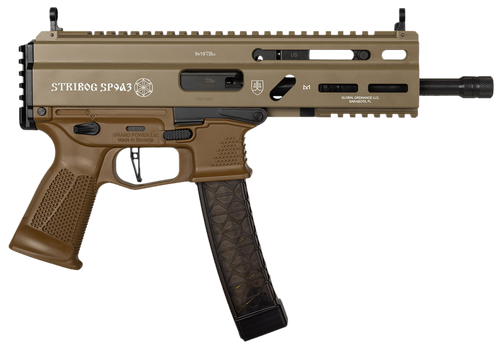 Grand Power 197892004770 SP9A3 Stribog 9mm Luger 30+1 8" Black Threaded Barrel, M-LOK Handguard, Flat Dark Earth Aluminum Picatinny Rail Receiver, Rear Picatinny Rail, FDE Polymer Grips