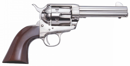 Cimarron PPP45N Pistolero  45 Colt (LC) 6 Shot, 4.75" Nickel-Plated Steel Barrel, Cylinder & Frame, Wide Front Sight, Smooth Walnut Grip