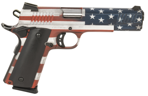 Citadel CIT45FSPUSA M1911 Government 45 ACP 8+1, 5" Stainless Steel Barrel, American Flag Cerakote Serrated Steel Slide, Steel Frame w/Beavertail, Ambidextrous