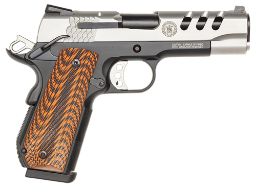 Smith & Wesson 170344 1911 Performance Center  45 ACP 4.25" Throated Barrel 8+1, Black Scandium Frame, Ported Matte Stainless Steel Slide, G10 Custom Wood Grip, Ambidextrous Safety