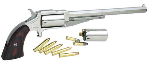 North American Arms 18606C Earl Hogleg *CA Compliant 22 LR/22 Mag 5 Shot 6" Satin Steel Barrel & Frame/Stainless Cylinder/Rosewood Boot Grips