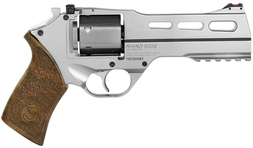 Chiappa Firearms CF340247 Rhino 50SAR *CA Compliant 357 Mag 6 Shot 5" Nickel-Plated Steel Barrel & Cylinder, Nickel-Plated Aluminum Frame & Barrel Shroud, Picatinny Rail, Walnut Grip
