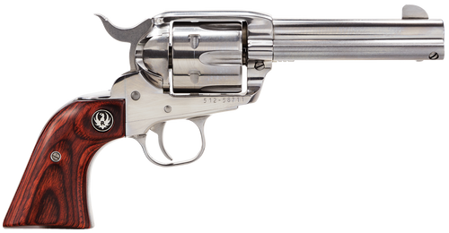 Ruger 5109 Vaquero  Medium Frame 357 Mag/38 Special 6rd 4.62" High Gloss Stainless Steel Barrel, Cylinder & Frame, Hardwood Grip, Transfer Bar Safety, Exposed Hammer