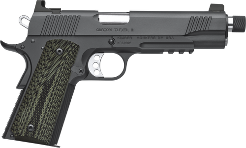 Kimber Mfg, Inc 3200337 TLE II  45 ACP 7+1 5" Stainless Threaded Barrel, Matte Black Serrated Steel Slide, Matte Black Steel Frame w/Beavertail & Picatinny Rail, Aggressively Textures G-10 Grip