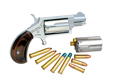 North American Arms 22MSC Mini-Revolver  22 LR or 22 WMR 5 rd 1.13" Barrel, Overall Stainless Steel Finish, Rosewood Birdshead Grip Includes Cylinder