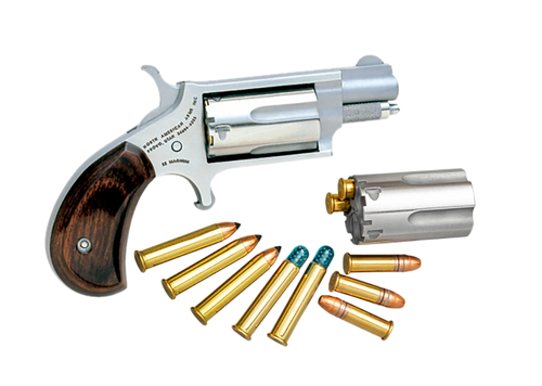 North American Arms 22MSC Mini-Revolver  22 LR or 22 WMR 5 rd 1.13" Barrel, Overall Stainless Steel Finish, Rosewood Birdshead Grip Includes Cylinder
