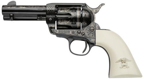 Pietta GW9LLE312NMUI Great Western II Liberty 9mm Luger 6rd 3.50" Blued Engraved Octagon Steel Barrel & Cylinder, Blued Engraved Steel Frame, Ultra Ivory w/Engraved Liberty Eagle Grip, Exposed Hammer