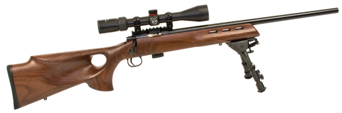 Crickett KSA20030 Model 722 Varmint Package Youth 22 LR 7+1 20" Blued Bull Barrel, Blued Steel Receiver, Fixed Thumbhole Walnut Stock, Includes Simmons 3-9x40mm Scope, Bipod, Case & Scope Rings