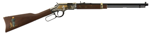 Henry H004GBA Golden Boy God Bless America Edition 22 Short Caliber with 16 LR/21 Short Capacity, 20" Octagon Barrel, Nickel-Plated Metal Finish & American Walnut Stock Right Hand