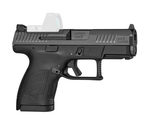 CZ-USA 91568 P-10 S  Sub-Compact Frame 9mm Luger 12+1 3.50" Black Steel Barrel, Black Nitride Optic Ready/Serrated Steel Slide, Black Polymer Frame w/Picatinny Rail