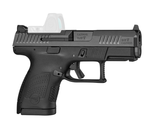 CZ-USA 91568 P-10 S  Sub-Compact Frame 9mm Luger 12+1 3.50" Black Steel Barrel, Black Nitride Optic Ready/Serrated Steel Slide, Black Polymer Frame w/Picatinny Rail