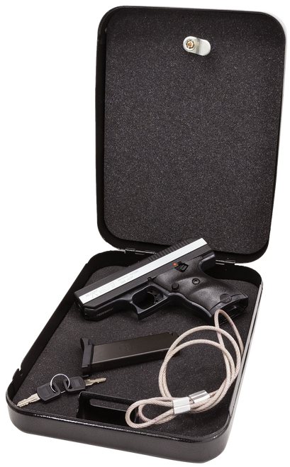 Hi-Point CF380HSP CF Home Security Package 380 ACP 8+1, 3.50" Black Steel Barrel, Black Powder Coated/Chrome Serrated Steel Slide, Black Polymer Frame & Grip, Keyed Lock Box