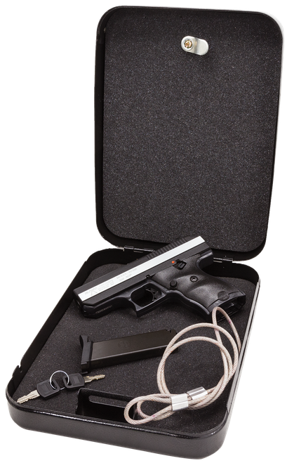 Hi-Point CF380HSP CF Home Security Package 380 ACP 8+1, 3.50" Black Steel Barrel, Black Powder Coated/Chrome Serrated Steel Slide, Black Polymer Frame & Grip, Keyed Lock Box