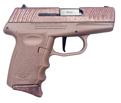 SCCY Industries DVG1RGRG DVG-1  Sub-Compact Frame 9mm Luger 10+1 3.10" Stainless Quadlock Barrel, Rose Gold Glitter Optic Ready/Serrated Stainless Steel Slide, Rose Gold Polymer Frame & Grip